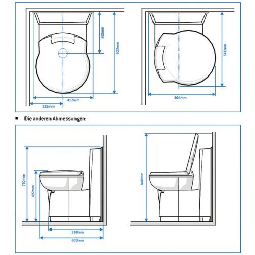 Cassette toilet C262-CWE, electrical flushing, plastic white