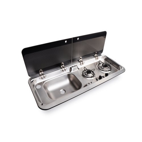 Cooker-sink combination 2-piece glass cover - sink left