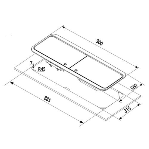 Cooker-sink combination 2-piece glass cover - sink left