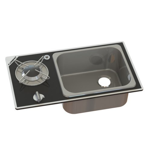 Hob/sink combination - 1-burner with safety glass