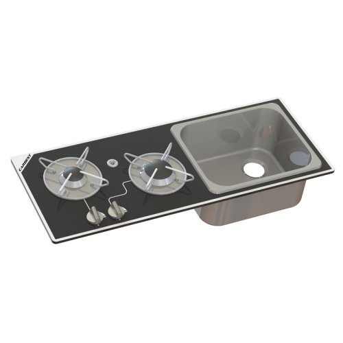 Hob/sink combination - 2-burner with safety glass