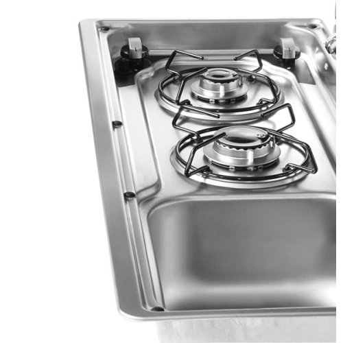 Cooker/sink combination with 2-part glass cover