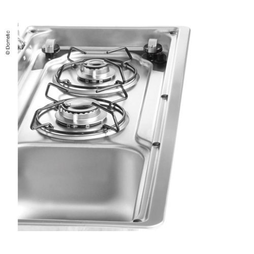 Cooker/sink combination with 2-part glass cover