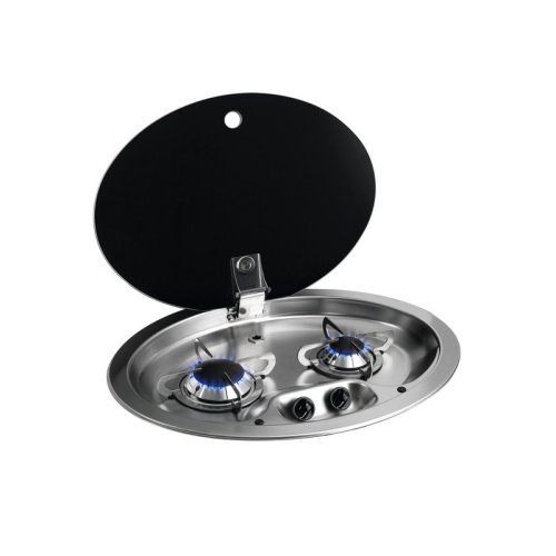 Cooker 2-flame stainless steel with glass cover FC1348