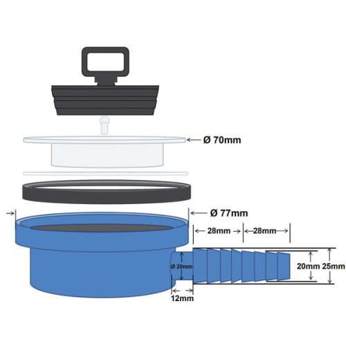 Drain set for sink angled - Ø 25 / 20 mm