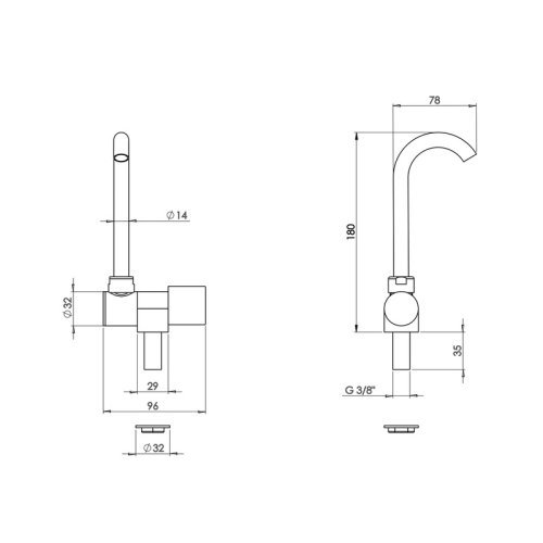 Water tap for washbasin 350x320x180