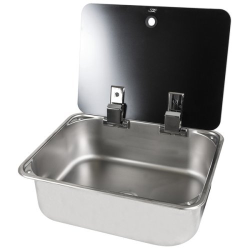 Stainless steel sink with glass cover