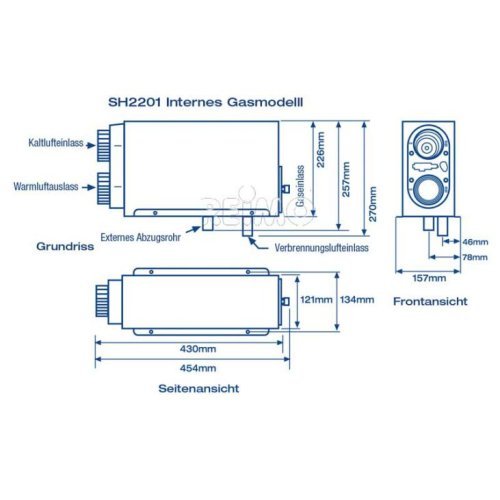 Installation gas heater SH2201 - 2 kW