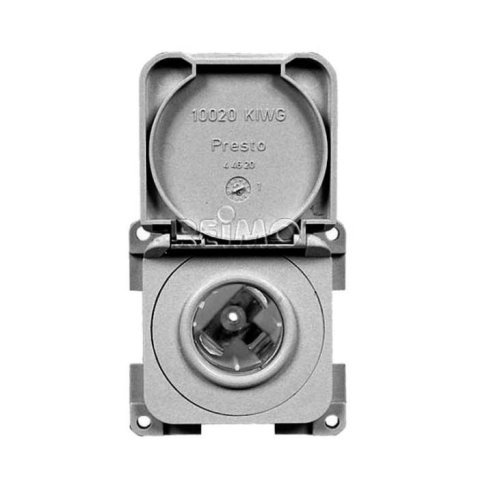 12V socket outlet with cover, grey