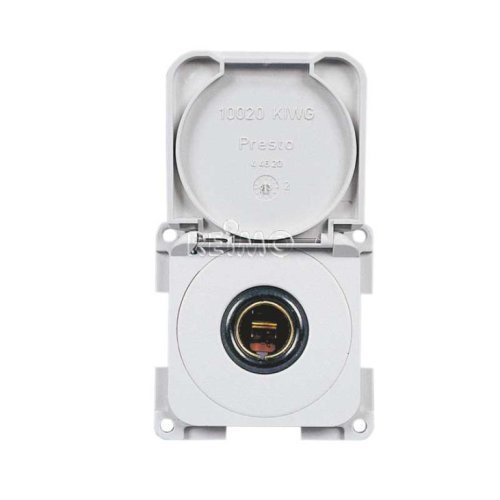 12V standard socket outlet with hinged cover, white