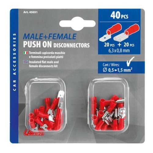 Flat receptacle and plug for plug housing 6.3 mm x 0,8 mm - Set of 40
