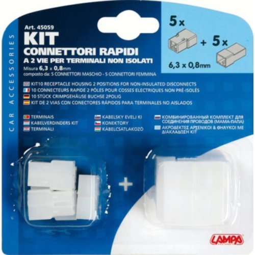 Flat housing for sleeve and tongue 2-pole - Set of 10
