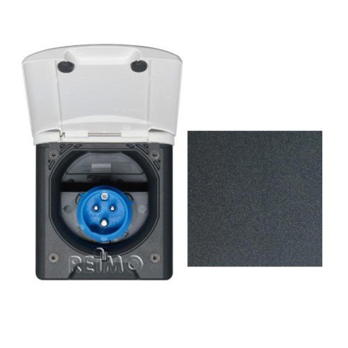 CEE power socket with magnetic lock - Black