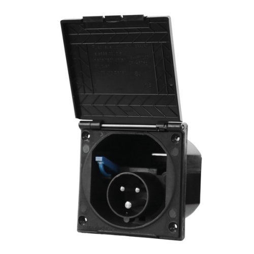 CEE input socket square - Black