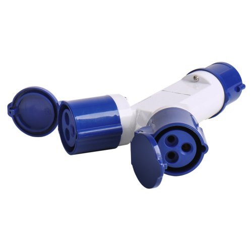 CEE plug/ 2-fold CEE distribution socket with hinged cover