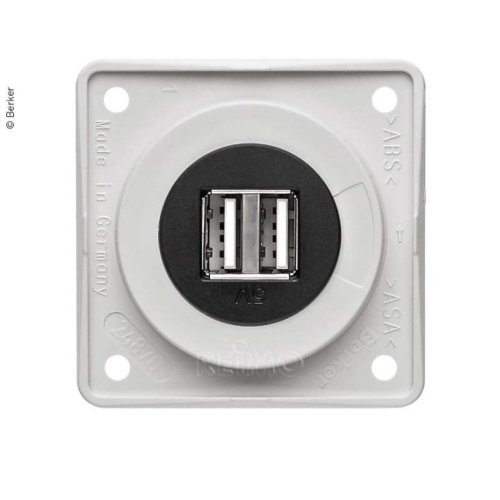 Double USB charging socket 12 V - frame black matt - insert black