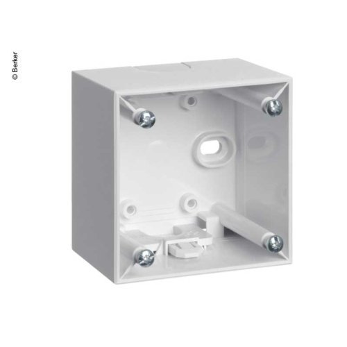 Berker bulkhead mounting housing high, polar white with strain relief
