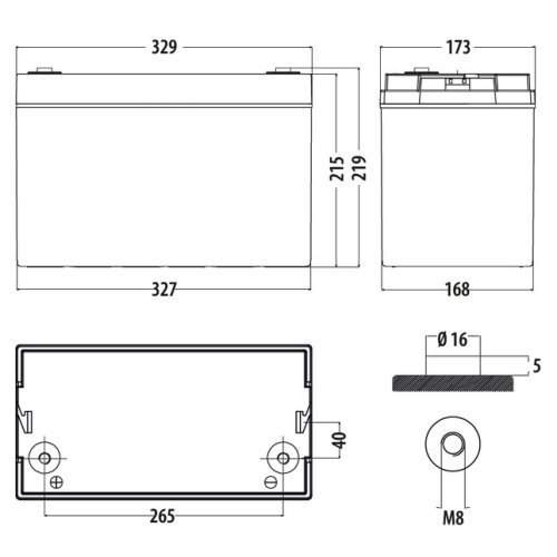 Deep Cycle AGM Power Line Battery 120 Ah
