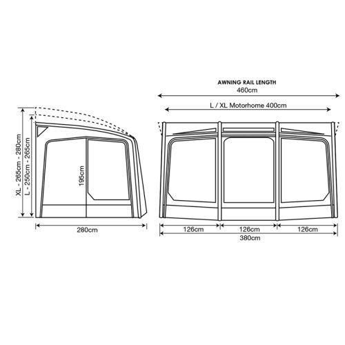 Motorhome awning Eclipse Pro 380 L