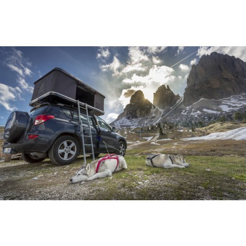 Maggiolina Airlander Plus hard shell roof tent - Grey fabric - White shell - Medium X-Long