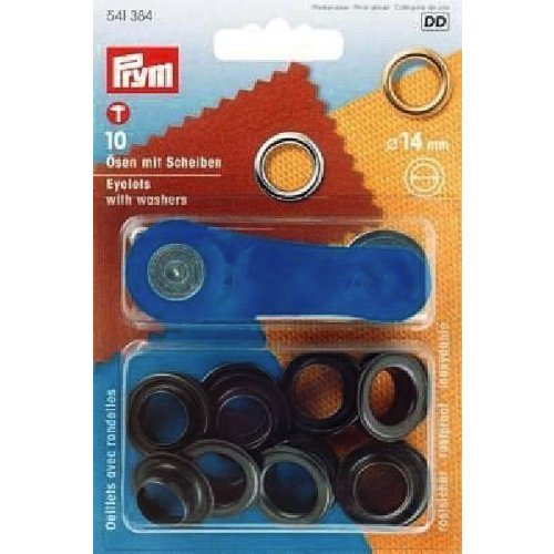 Brass eyelets and washers , 10pcs. 14mm bronzed