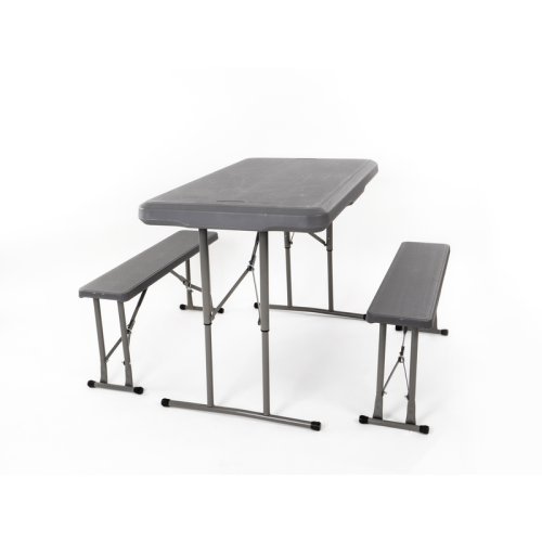 Camping Picnic Table, EASY, Camp4, Grey, with 2 Benches