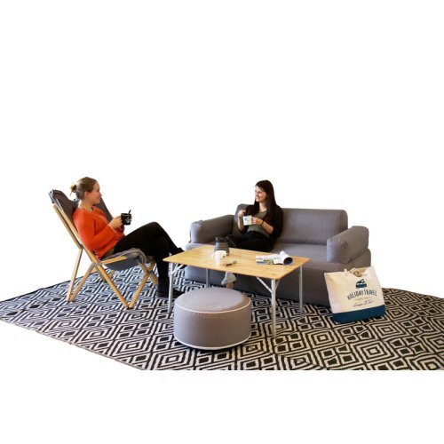 Camping table with bamboo top - 80 x 60 x 43/65 cm