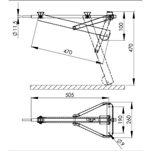 AL-KO push-in supports normal 800 kg, installation dimension 505