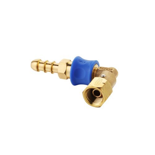 Rotating 90° coupling piece for the gas hose