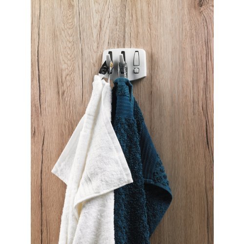 Folding hook with 3 retractable/extendable hooks, light grey