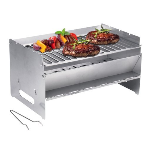 mobile foldable barbecue 250x400x220mm, stainless steel
