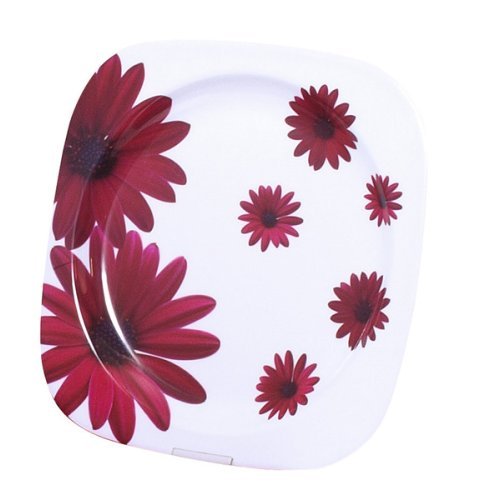 Melamine plate set (Ø 22,5cm) Red Flower, 2 pieces