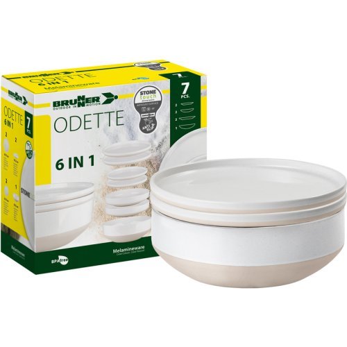 Odette melamine tableware set - 7 pieces - For 2 people