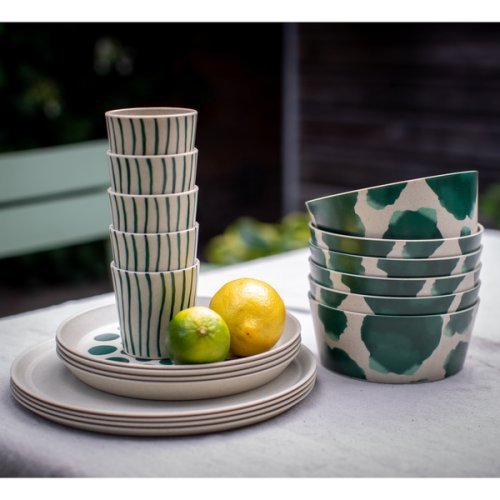 Set of 4 mugs - MONSTERA STRIPES