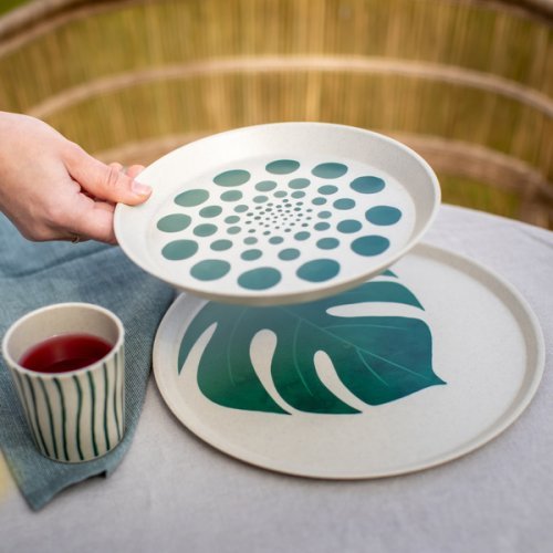 Set of 4 mugs - MONSTERA STRIPES
