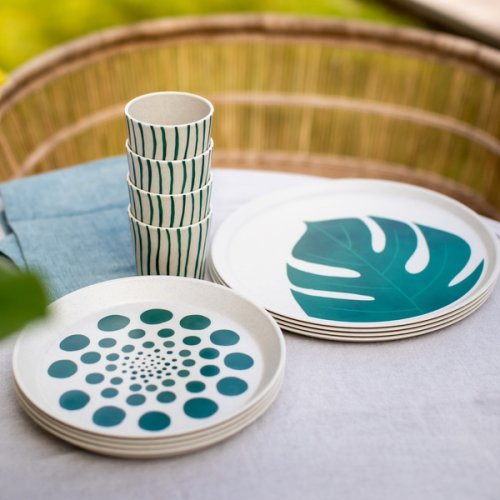 Set of 4 large plates - MONSTERA LEAF
