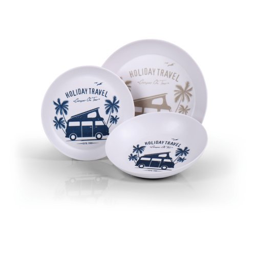 "HOLIDAY TRAVEL" -design melamine tableware - For 2 people