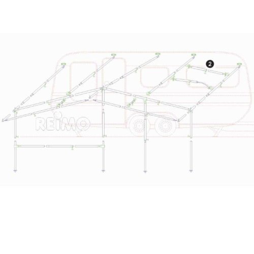 Tension rod steel 1,6-2,6m, three-part, Ø22x1,0