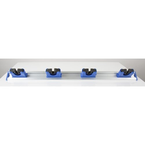 Broom holder with 5 clips in blue, 70cm