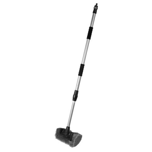 Car wash brush with round brush and telescopic handle
