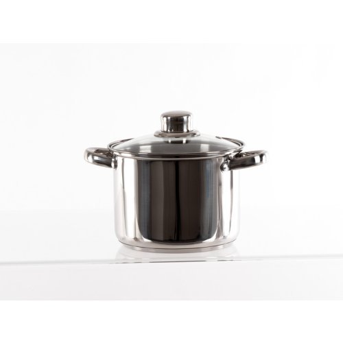 Stainless steel pot set with glass lid, 6 pieces