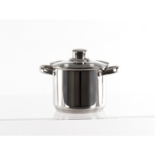 Stainless steel pot set with glass lid, 6 pieces