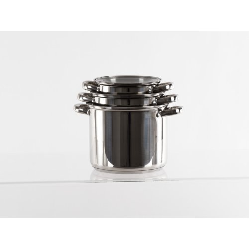 Stainless steel pot set with glass lid, 6 pieces
