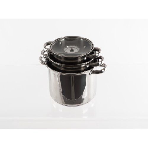 Stainless steel pot set with glass lid, 6 pieces