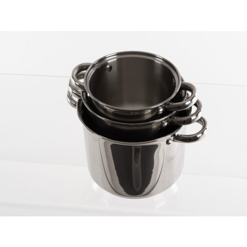 Stainless steel pot set with glass lid, 6 pieces