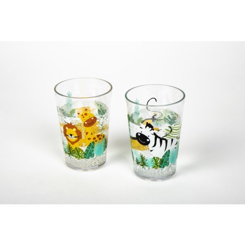 Drinking glasses with SAFARI motif in set of 2