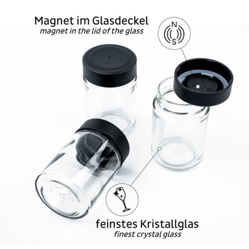 Fine food magnetic jars BLACK &amp; CLASSY - 192 ml