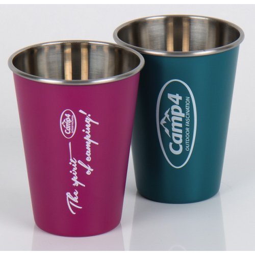 Stainless steel cup YOUNG in set of 2 - berry &amp; petrol