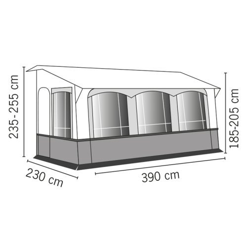 Casa Royal S 390, D230 x W390 x H235-255cm, steel frame