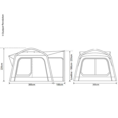 Inflatable bus awning Movelite 1 - B300xT300xH180-240cm